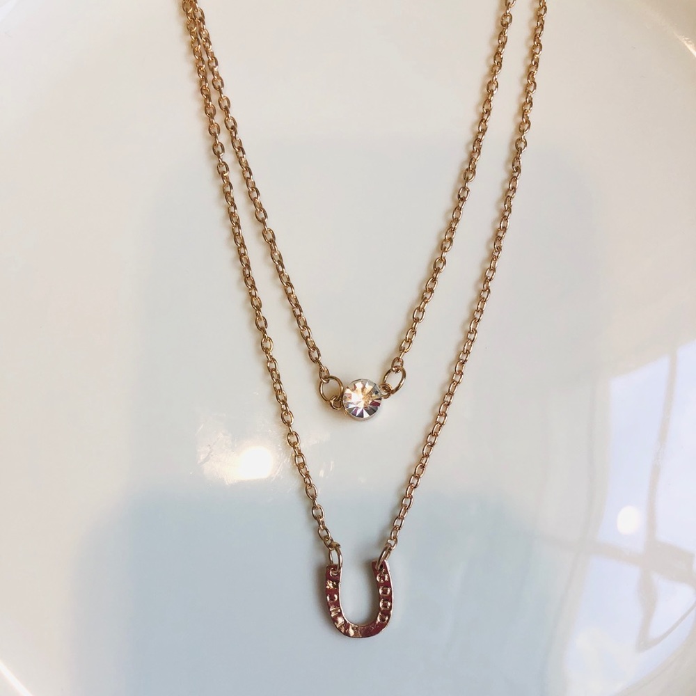 Horseshoe/ crystal good luck necklace
